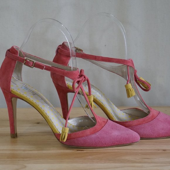pink t bar heels